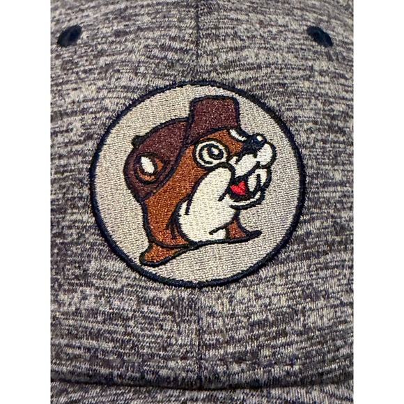 Buc-ees Beaver Logo Embroidered Grey Heather Baseball Cap Size S/M Fitted Hat - Picture 2 of 9